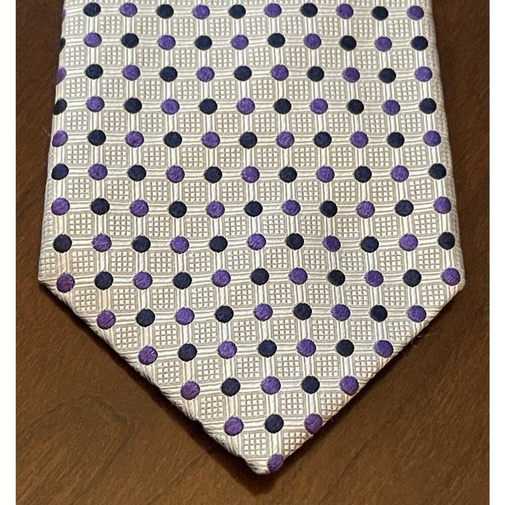VIV Gray Purple Blue Hand Made 100% Silk Men’s Neck Tie Made In Italy
